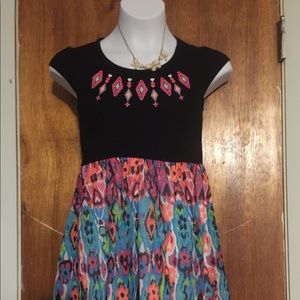 Blck/teal/pnk/wht/grn/ faded glory dress sz:6/6X